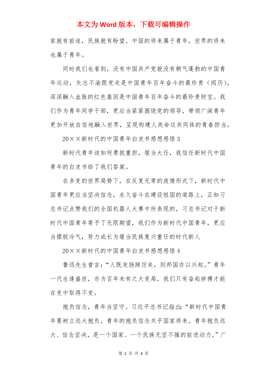 20××新时代的中国青年白皮书感想感悟.docx_第2页