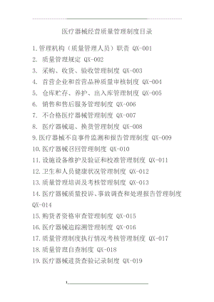(重要)医疗器械经营质量制度及目录、工作程序.doc