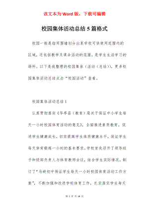 校园集体活动总结5篇格式.docx