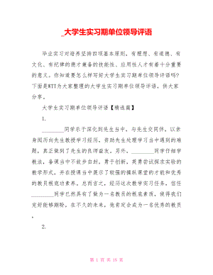 大学生实习期单位领导评语.doc