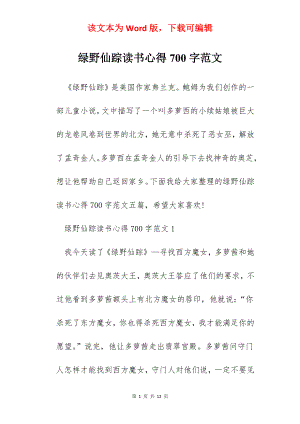 绿野仙踪读书心得700字范文.docx