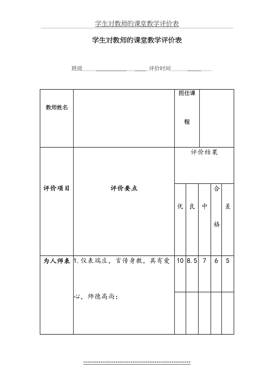 职业中专学生对教师的课堂教学评价表.doc_第2页