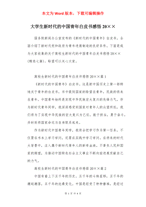 大学生新时代的中国青年白皮书感悟20××.docx