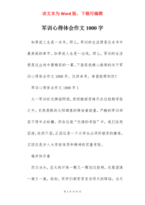 军训心得体会作文1000字.docx