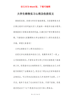 大学生销售实习心得及收获范文.docx