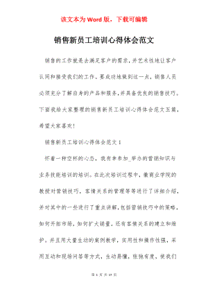 销售新员工培训心得体会范文.docx