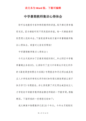 中学暑期教师集训心得体会.docx