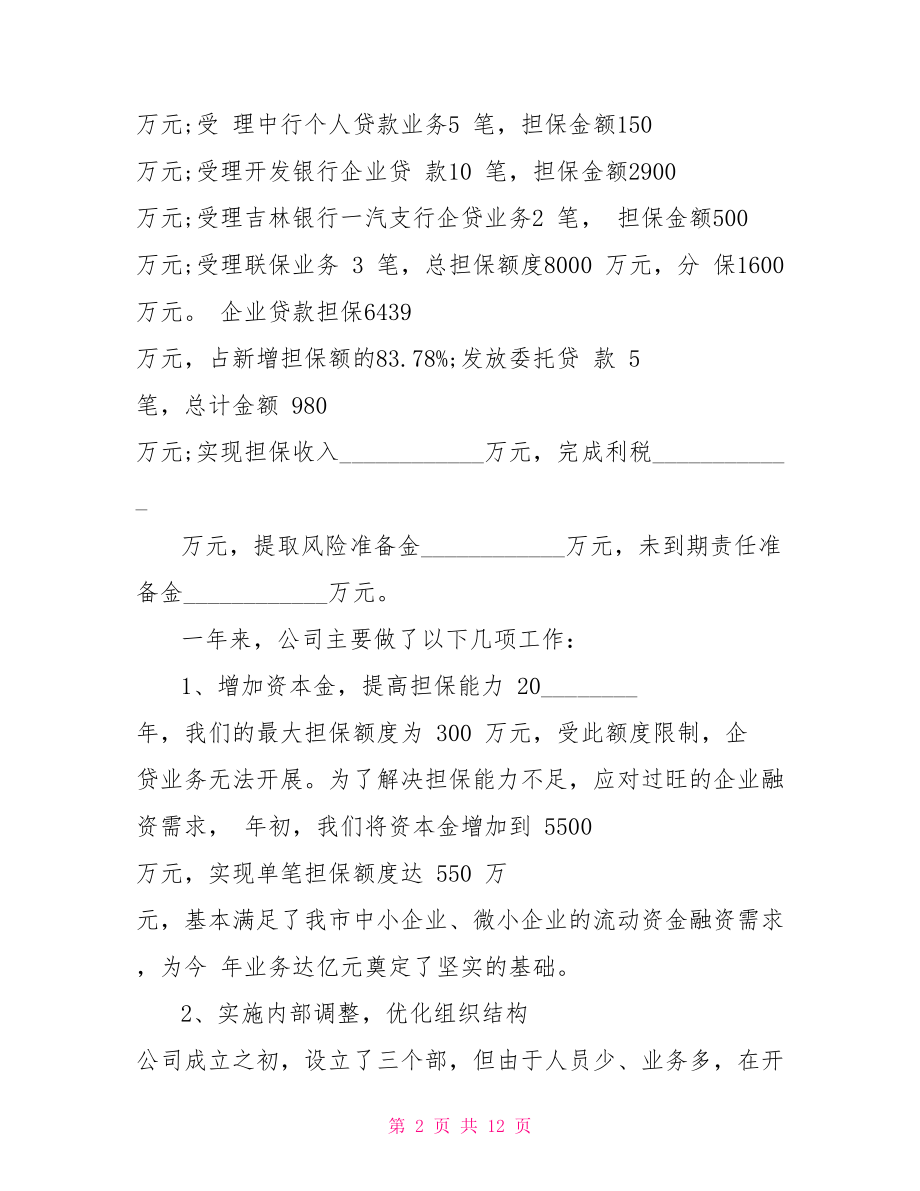 担保公司收费标准担保公司年度工作计划.doc_第2页