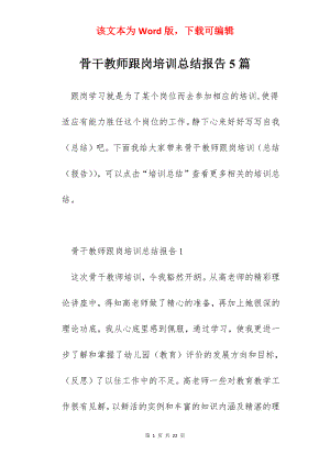 骨干教师跟岗培训总结报告5篇.docx