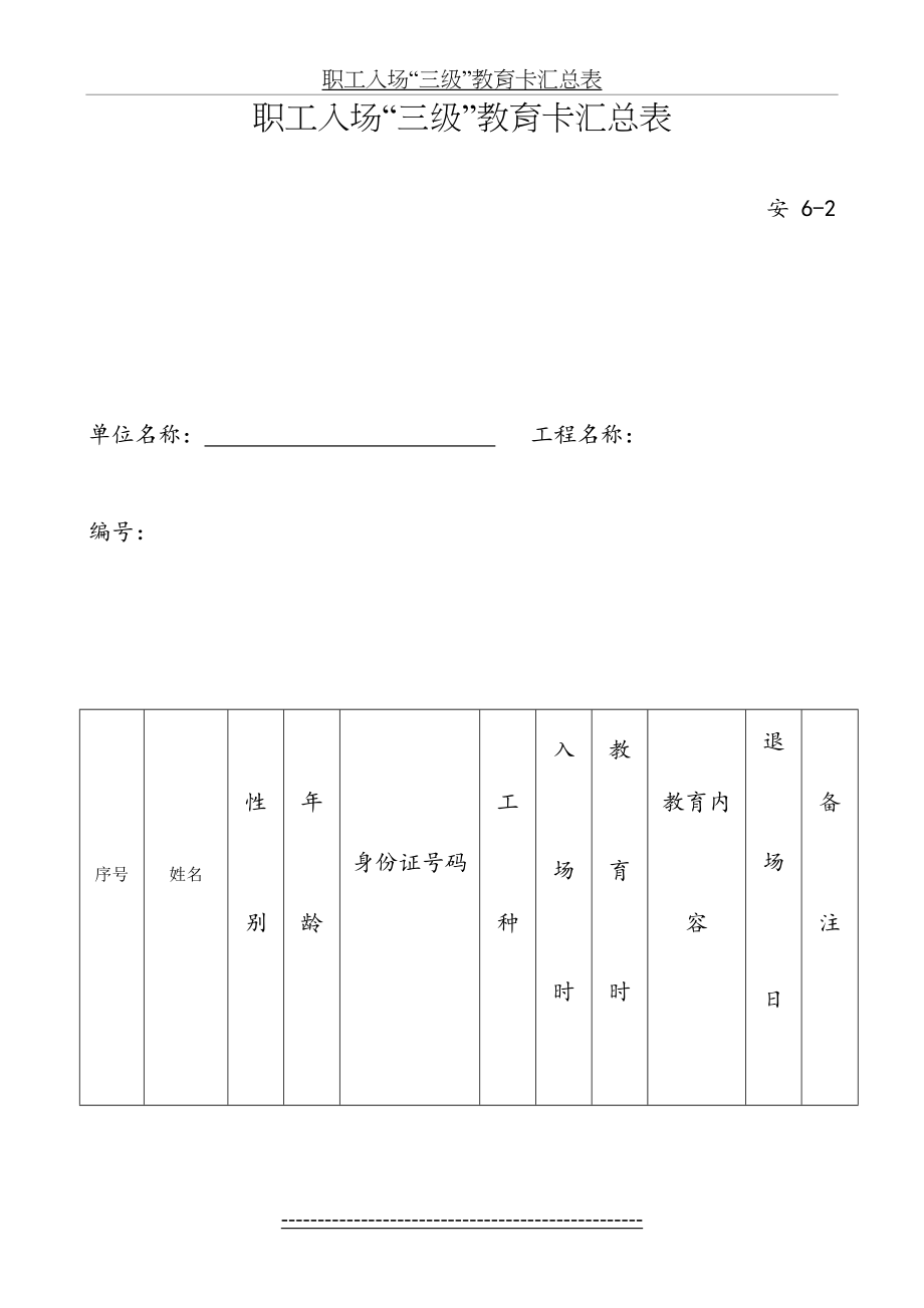 职工入场“三级”教育卡汇总表.doc_第2页