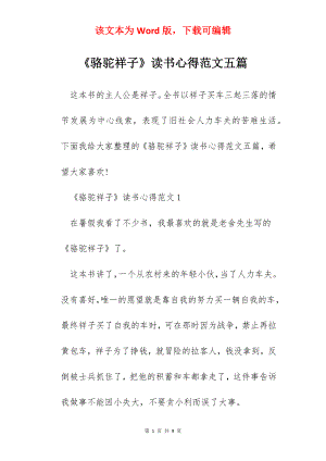 《骆驼祥子》读书心得范文五篇.docx