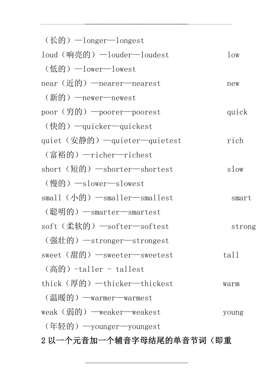 (完整)英语常见形容词及比较级、最高级变化一览表.doc_第2页