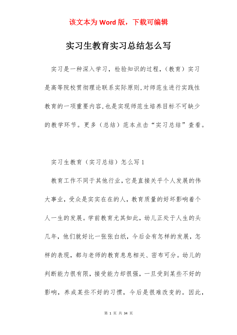 实习生教育实习总结怎么写.docx_第1页