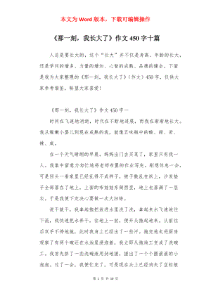 《那一刻我长大了》作文450字十篇.docx