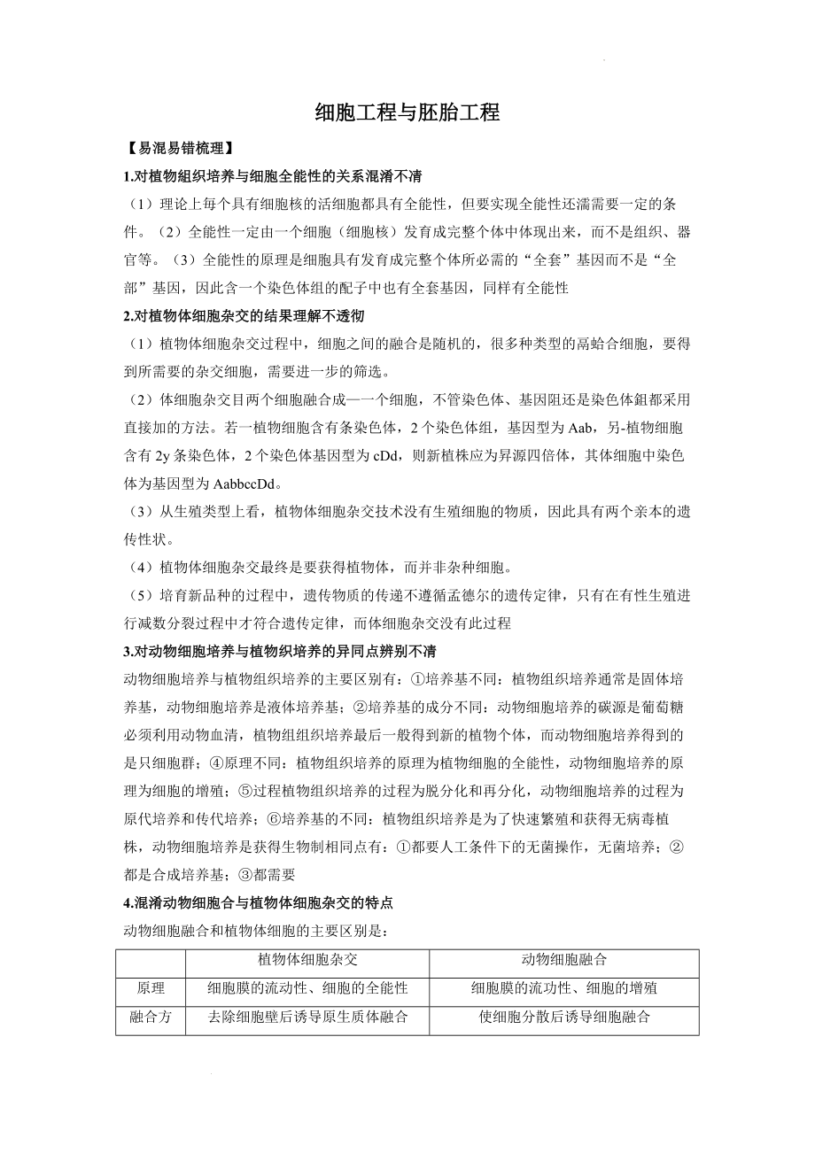 高三生物一轮复习讲义：细胞工程与胚胎工程 .docx_第1页