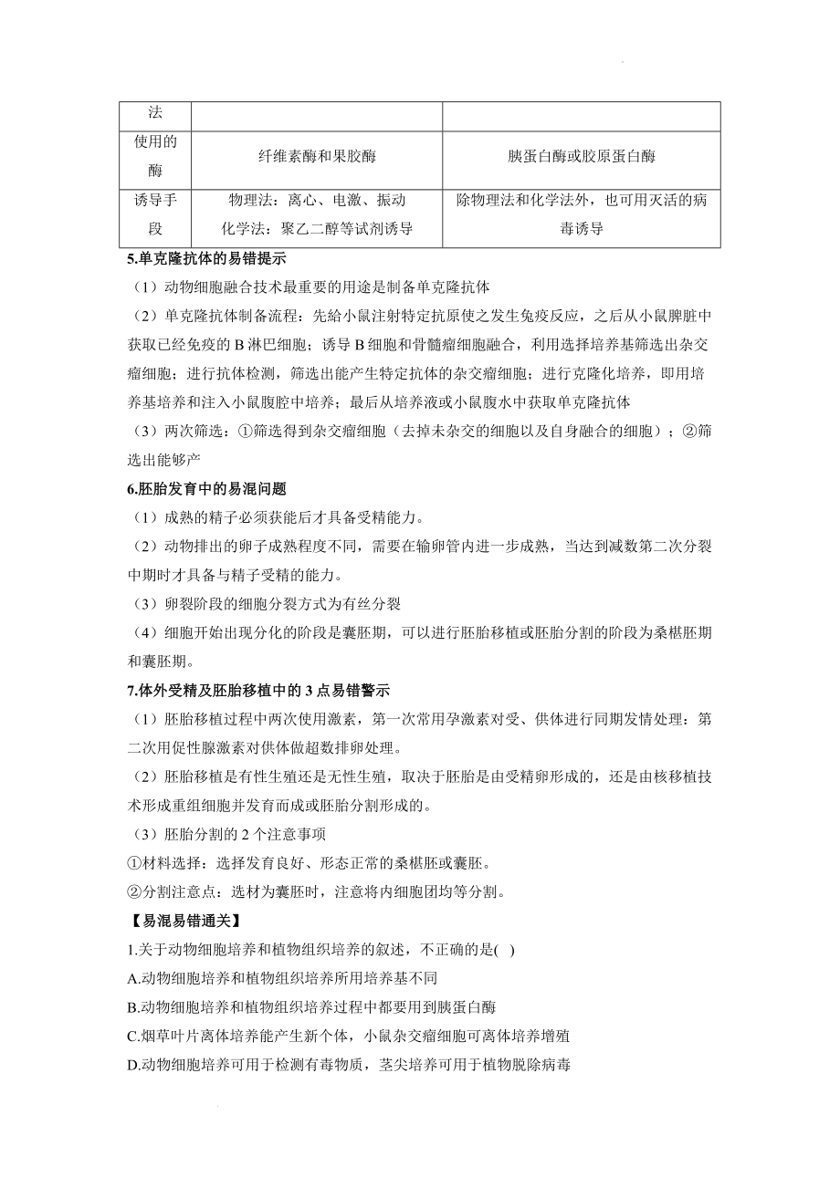 高三生物一轮复习讲义：细胞工程与胚胎工程 .docx_第2页