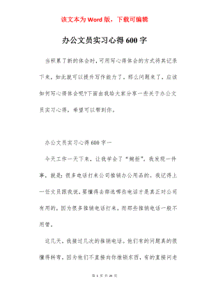 办公文员实习心得600字.docx