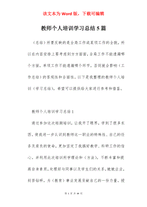 教师个人培训学习总结5篇.docx