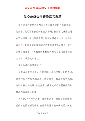 爱心公益心得感悟范文五篇.docx