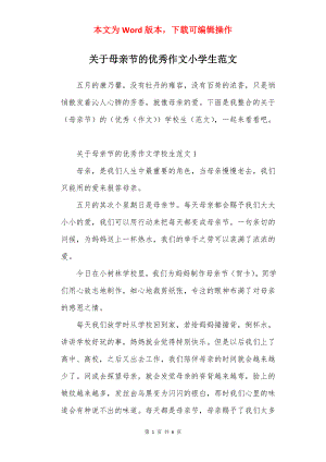 关于母亲节的优秀作文小学生范文.docx