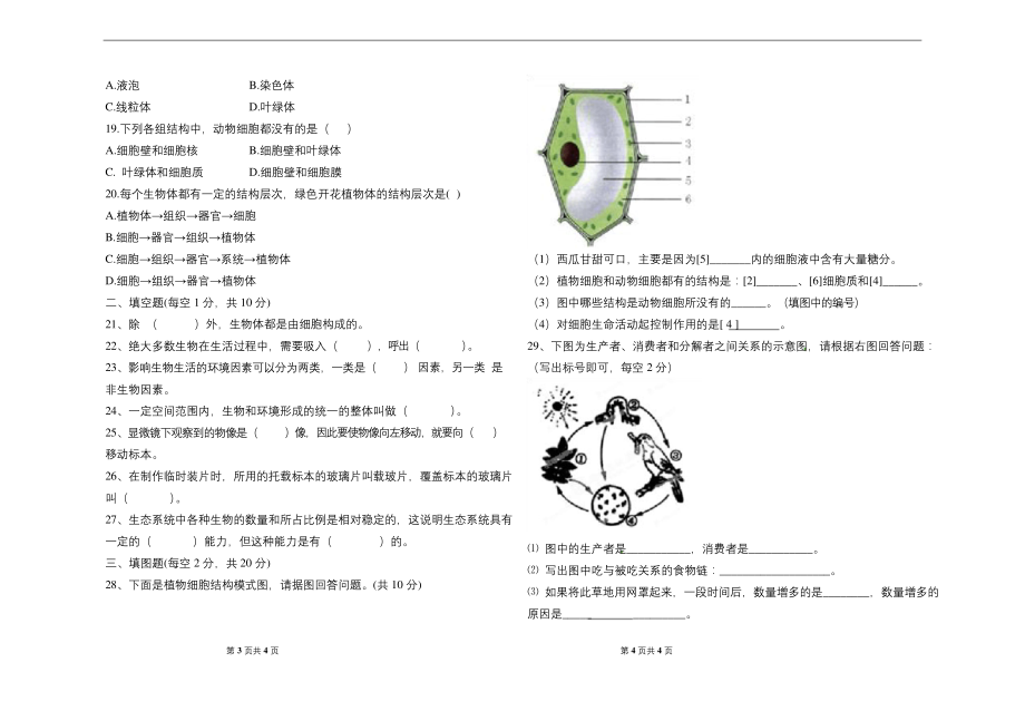 七年级生物第一学期期中试卷.docx_第2页