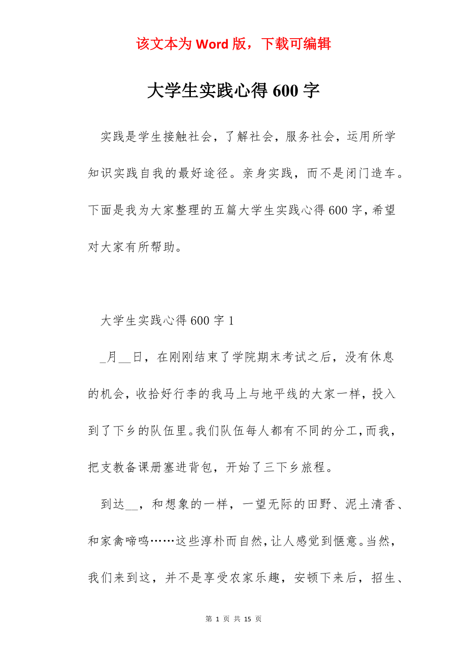 大学生实践心得600字.docx_第1页