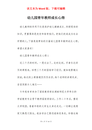 幼儿园青年教师成长心得.docx