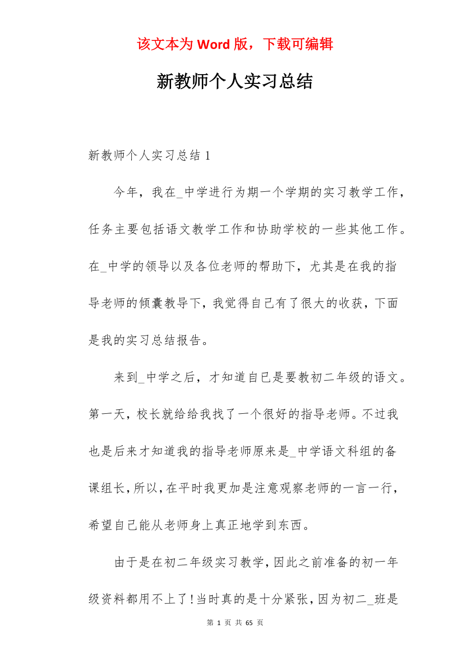 新教师个人实习总结.docx_第1页