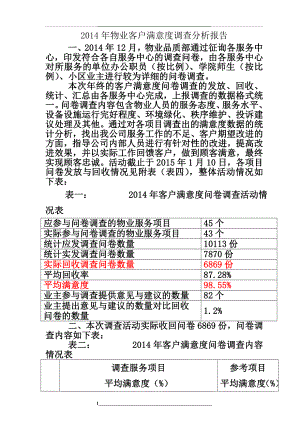 物业客户满意度调查分析报告.doc