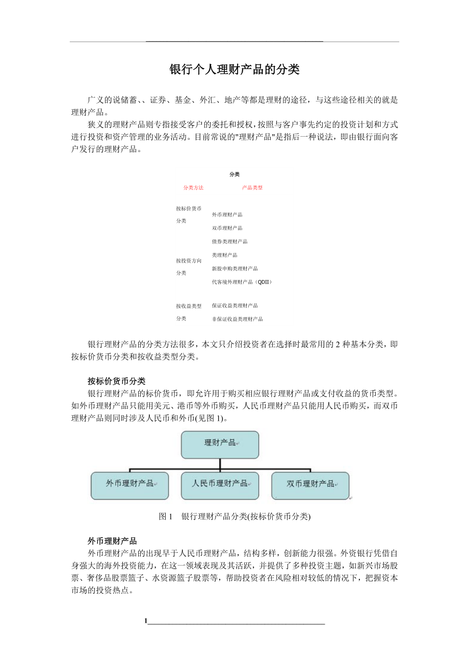 银行个人理财产品的分类.doc_第1页