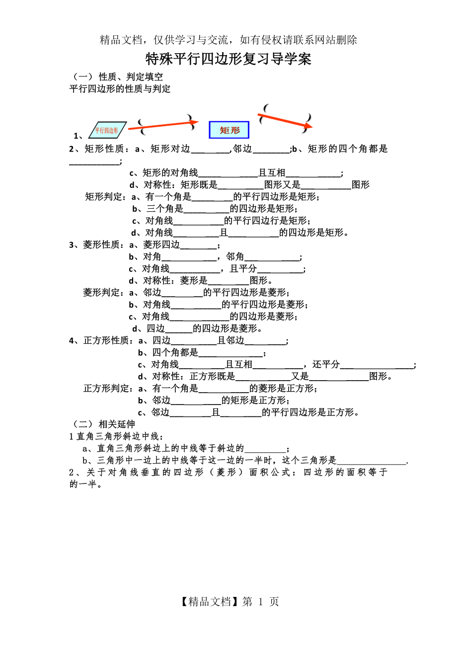 特殊平行四边形知识梳理.doc_第1页