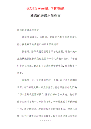 难忘的老师小学作文.docx