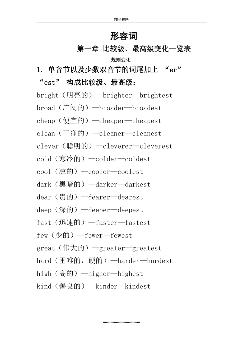 最新(完整)英语常见形容词及比较级、最高级变化一览表.doc_第2页