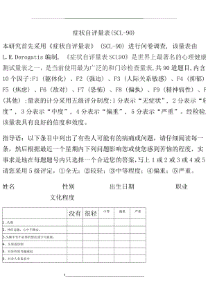 症状自评量表(SCL-90).doc