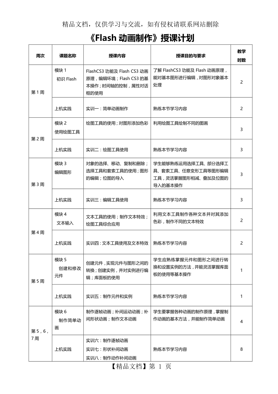 最新最完整的Flash动画制作教案.doc_第1页