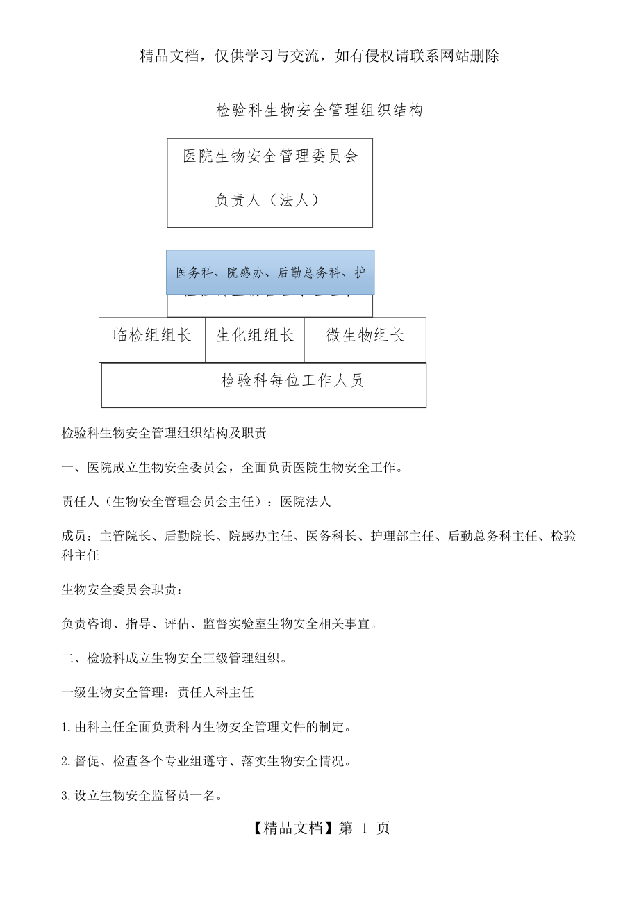 检验科生物安全管理组织结构.docx_第1页