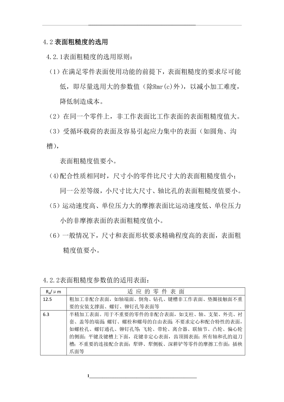 表面粗糙度的选用原则-适用表面和推荐值.docx_第1页