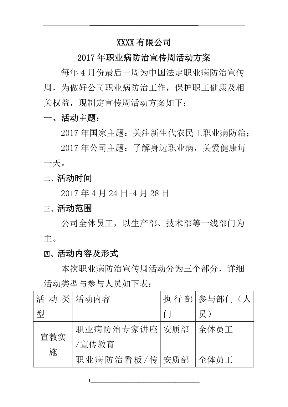 职业病防治宣传周活动方案.doc_第1页