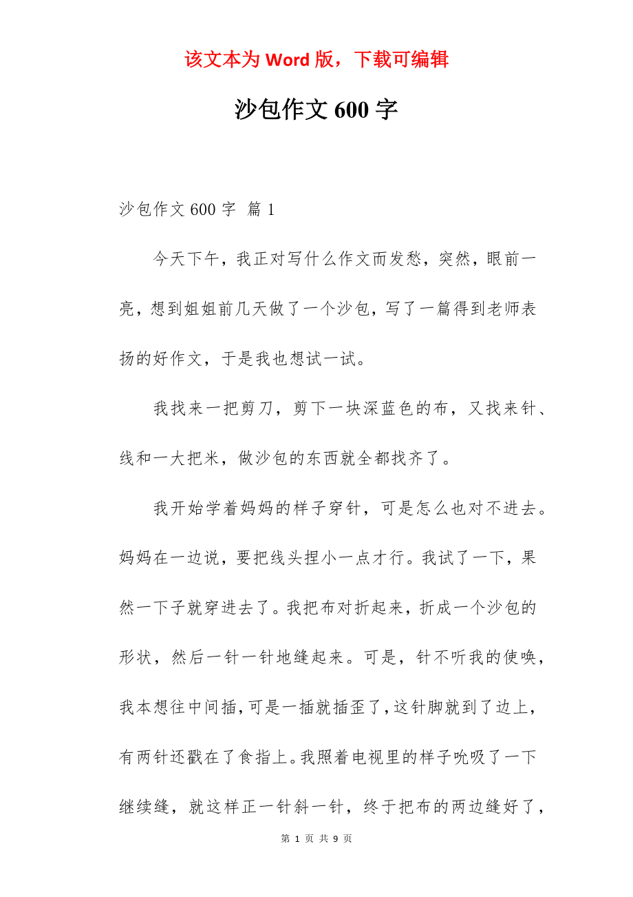 沙包作文600字.docx_第1页