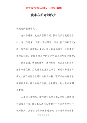 我难忘的老师作文.docx