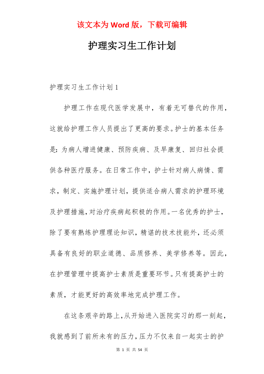 护理实习生工作计划_1.docx_第1页