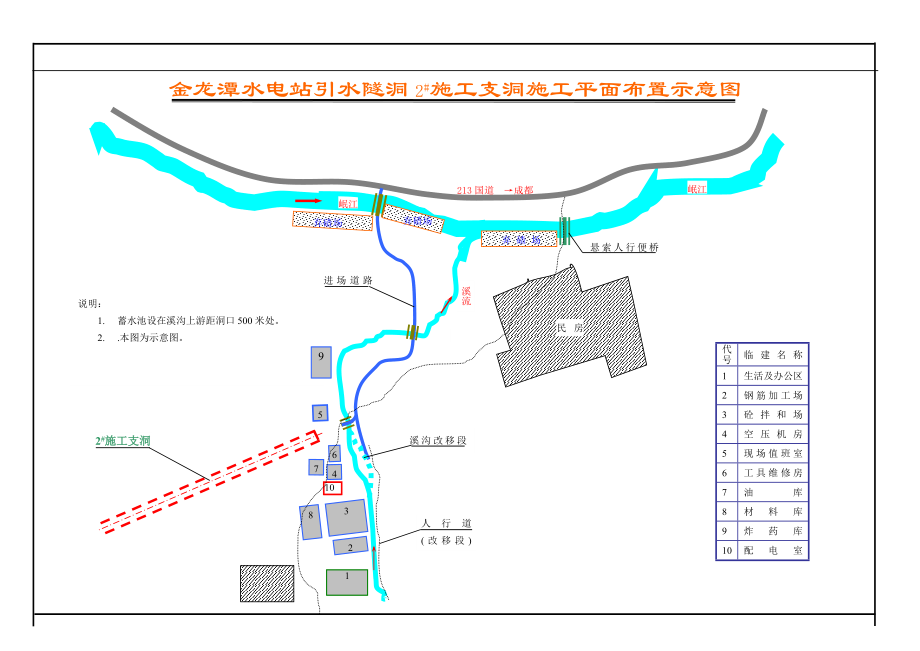 电气施工组织设计 引水隧洞工程施工组织设计 平面布置图(支洞).docx_第1页