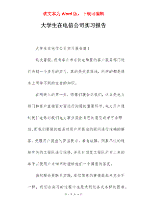 大学生在电信公司实习报告.docx