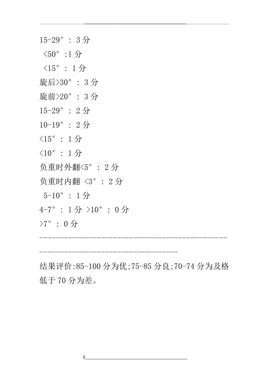 踝关节评分标准--踝关节评分(Kofoed评分标准).doc_第2页