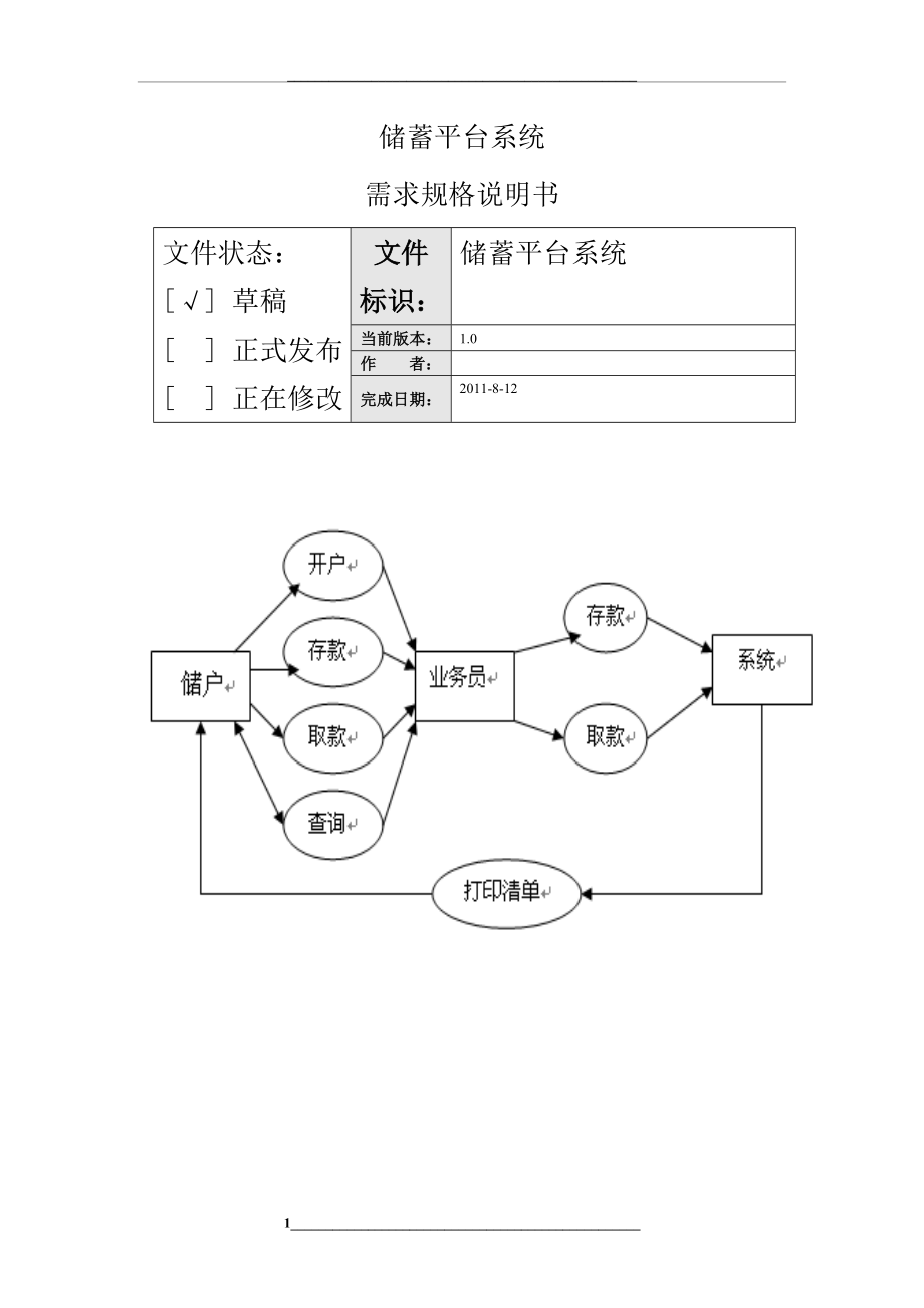 银行储蓄系统需求分析.doc_第1页