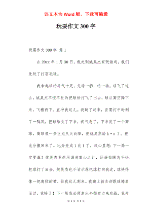 玩耍作文300字.docx