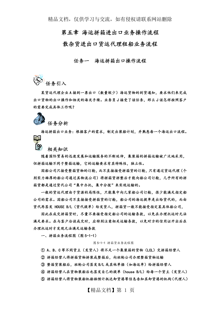 海运拼箱进出口业务-操作流程图.doc_第1页