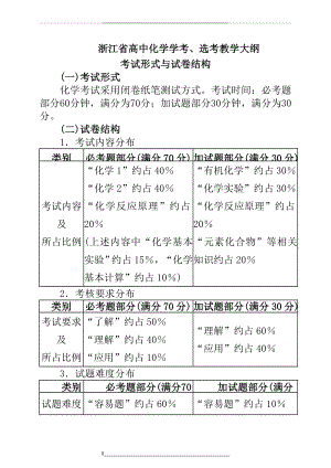 浙江省高中化学学考、选考教学大纲及试卷结构分析.doc