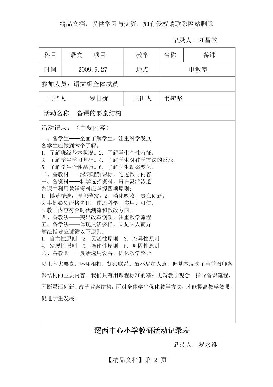 教研活动情况记录表.doc_第2页