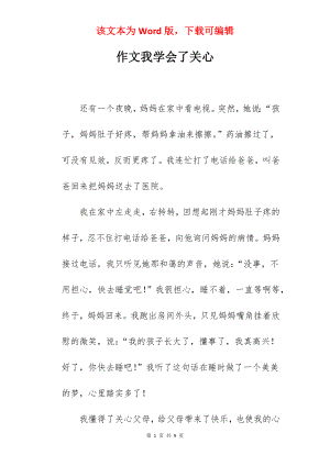 作文我学会了关心.docx